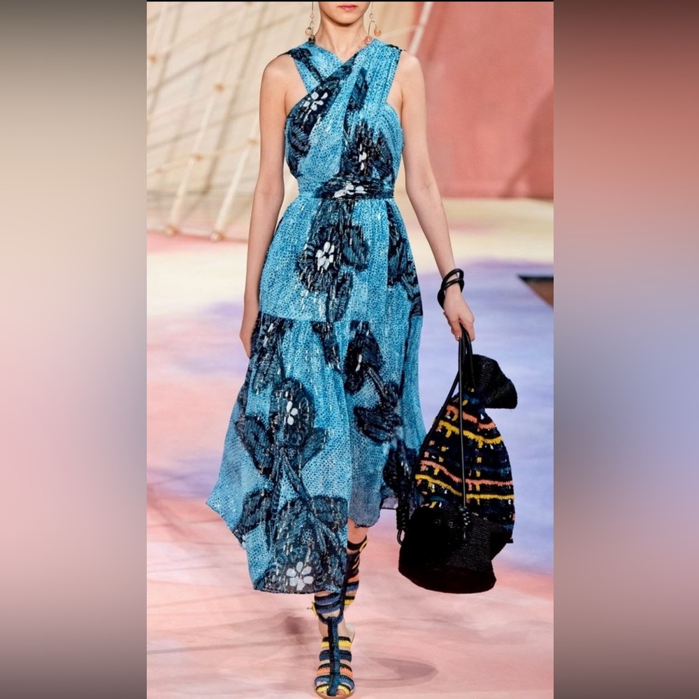 🌺🎉HP🎉🌺 NWT Ulla Johnson Adora Silk Chiffon Midi Dress Sky - Picture 7 of 17